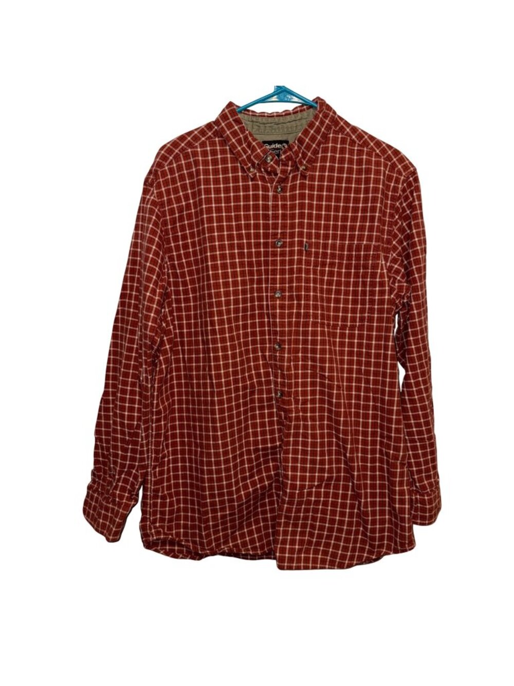Guide Series Red Plaid Long Sleeve Button-Up Shirt Mens Size L Tall